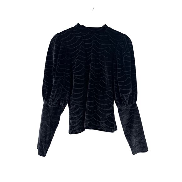THML Velvet Patterned Mutton Sleeve Top Medium - Picture 1 of 7